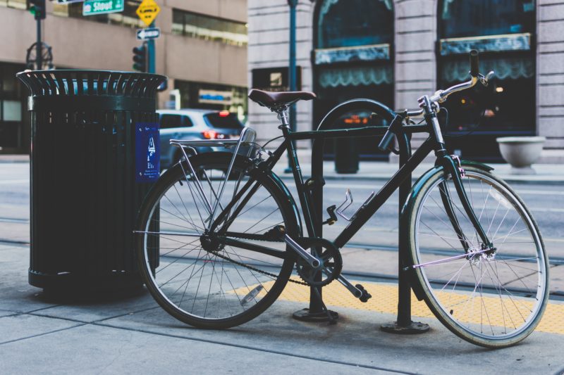 bike locked to post